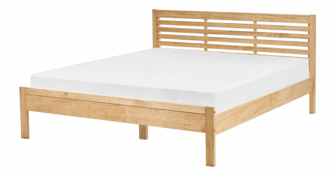 Manželská postel 160 cm CAROC (s roštem) (světlé dřevo)