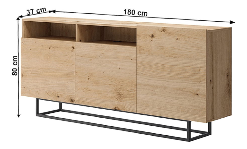 Komoda Svaren EK 180 (dub artisan + černá)