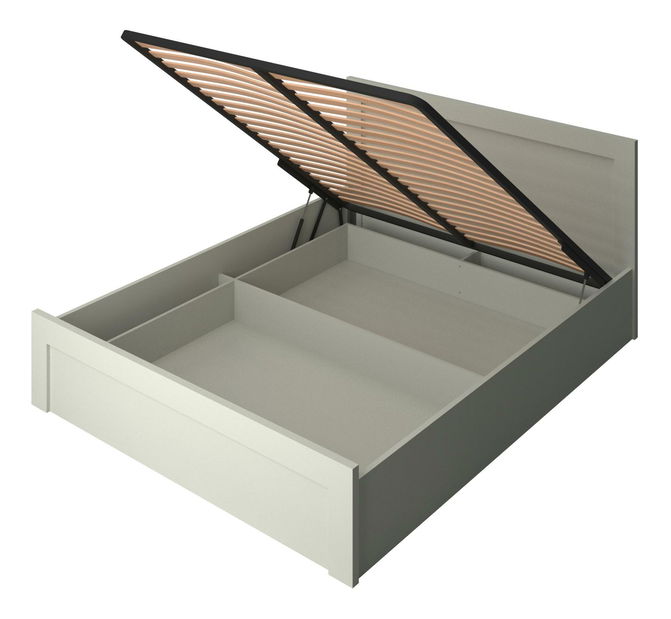 Manželská postel 160 cm Kodro (kašmír + dub evoke) (s roštem) (s úl. prostorem)