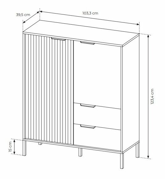Komoda Rastafa 2D2S (dub artisan + černá)