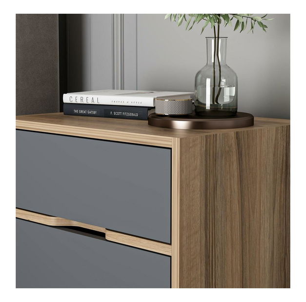 Noční stolek Erich (ořech + antracit)