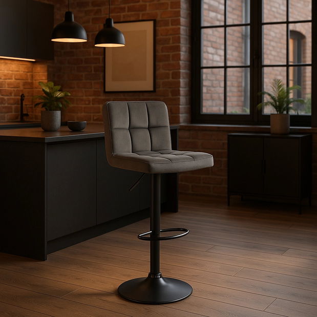 Barová židle Normativa (šedý samet)