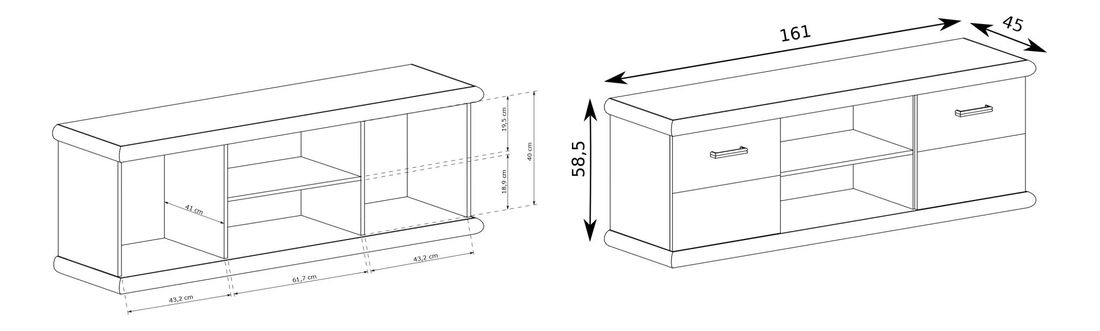 TV stolek/skříňka Kenny 11 (craft bílý + craft zlatý)