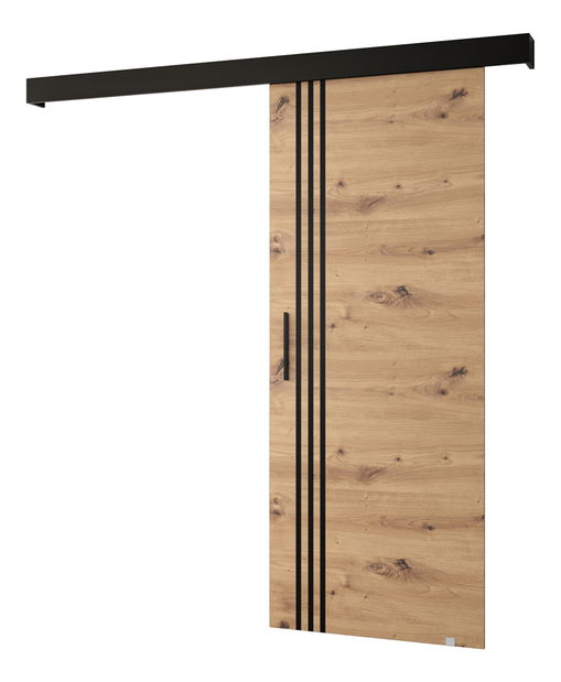 Posuvné dveře 90 cm Sharlene VI (dub artisan + černá matná + černá)