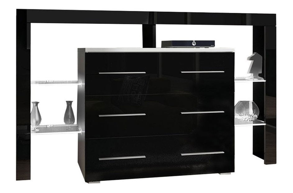 Komoda Raven (bílá + černá lesklá)
