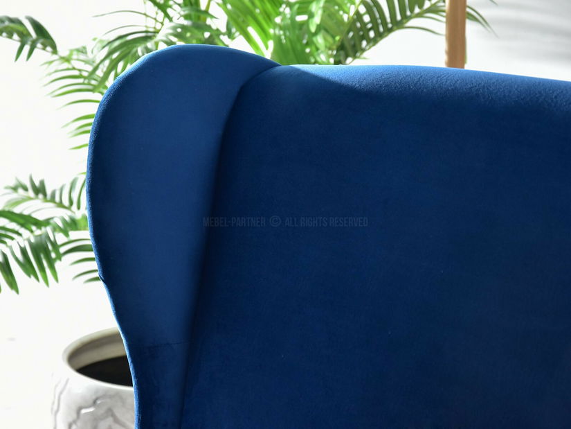 Pohovka dvousedačka ve tvaru ušák Muriera (tmavě modrá + ořech)