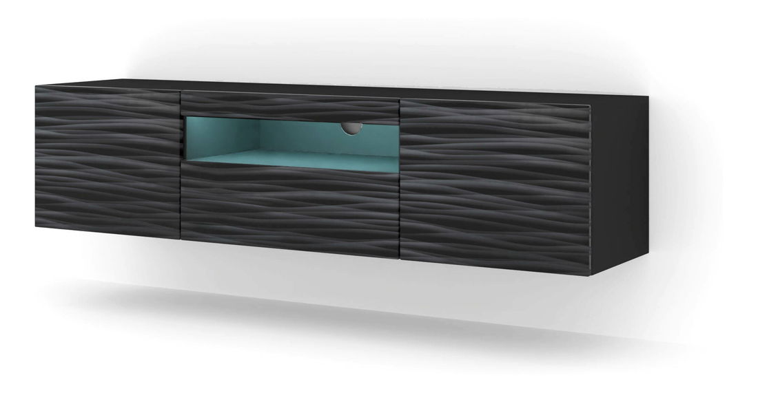 TV stolek/skříňka Aurora 150 (sahara černá) (s LED osvětlením)