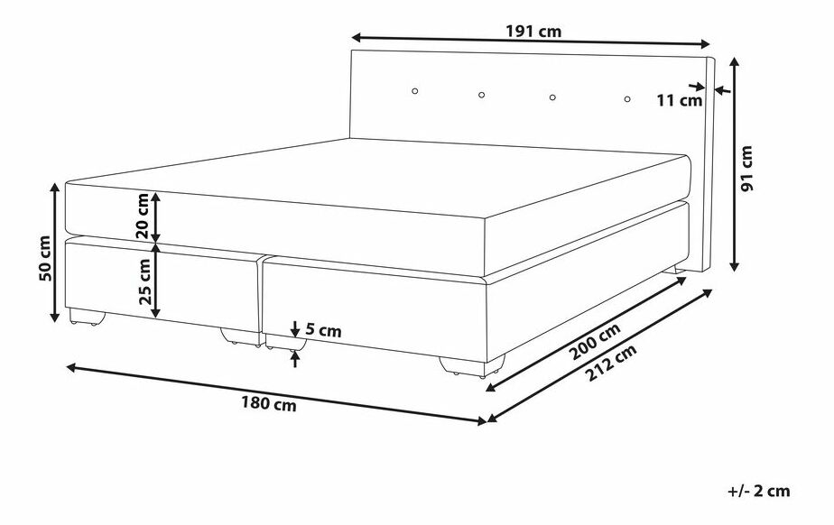 Boxspring postel 180 cm CONSOLE (s roštem a matrací) (béžová)