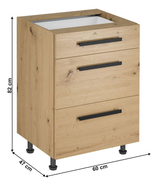Dolní kuchyňská skříňka D60S3 Langari (dub artisan)