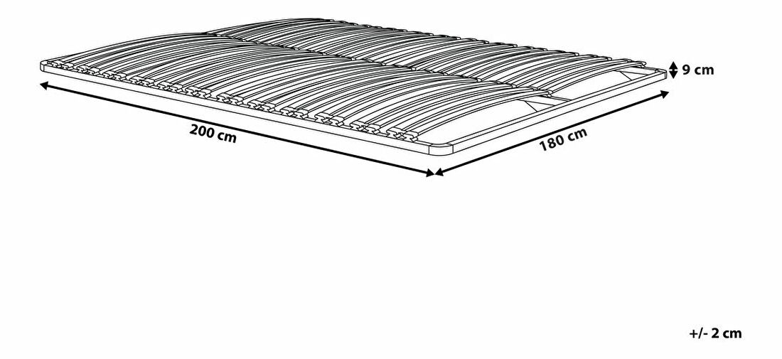 Lamelový rošt 200 x 180 cm Cornelius (černá)