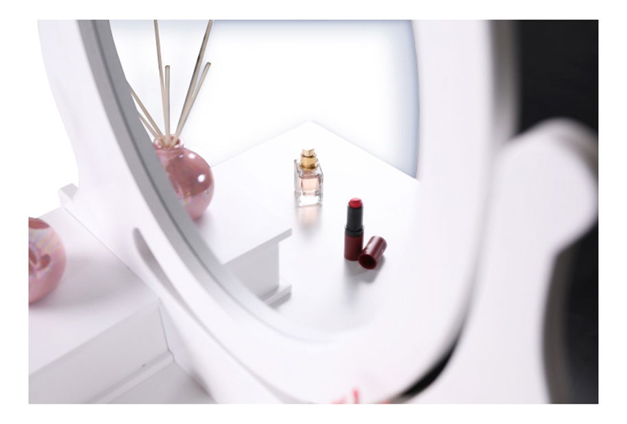 Toaletní stolek s taburetem Linetik (bílá)