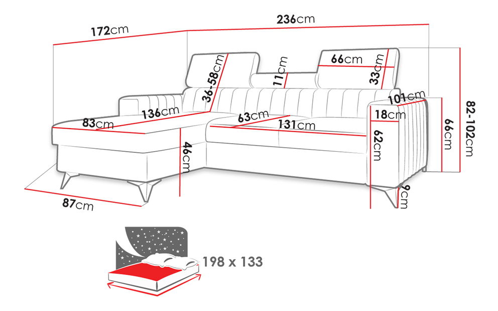 Rohová sedačka Laviosuna (tmavě modrá) (s úl. prostorem) (L)