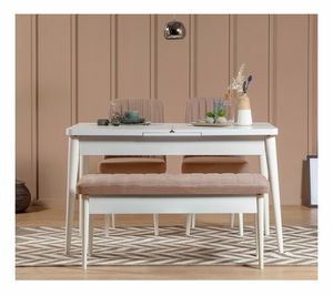 Jídelní set Vlasta 1 (bílá + světle hnědá) (pro 4 osoby)