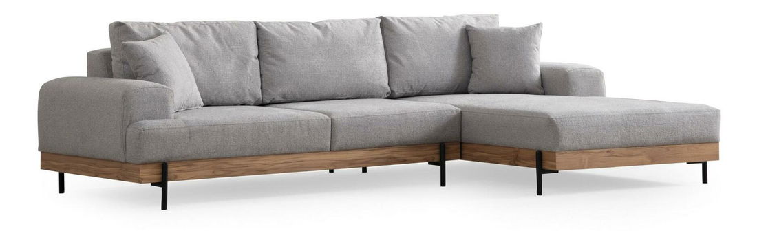 Rohová sedačka Etorella (P) (šedá + dub)