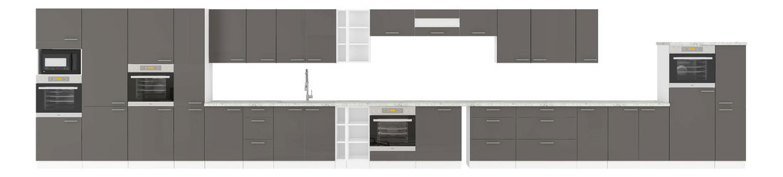 Potravinová kuchyňská skříňka Lavera 40 DK 210 2F (bílá + lesk šedý)