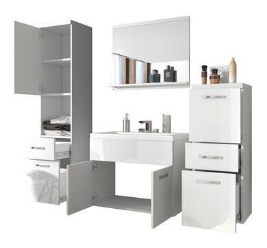 Koupelnový nábytek Lomesa MDF (dub wotan + bílý lamel) (se sifonem)