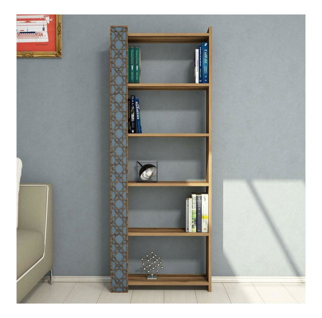 Regál Clementine 1 (ořech + modrošedá)