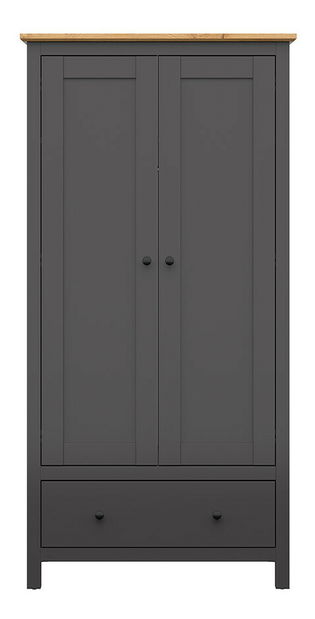 Šatní skříň BRW Hesen SZF2D1S/20/10 (grafit + dub artisan)