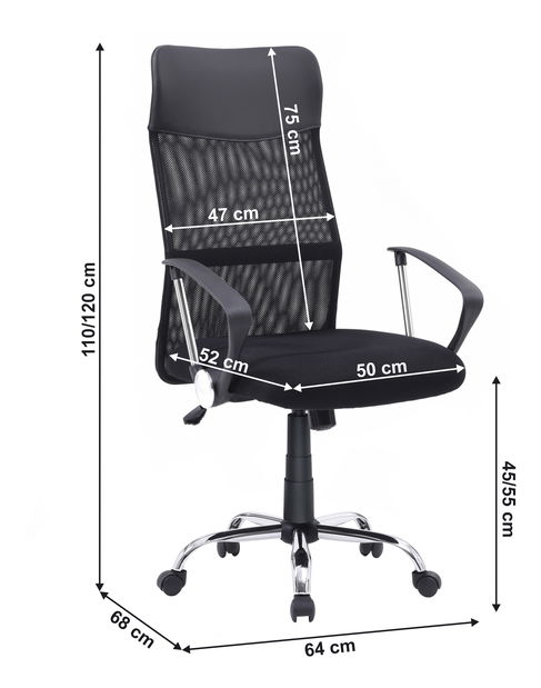 Kancelářské křeslo Teuc (ekokůže černá + černá + chromová) 