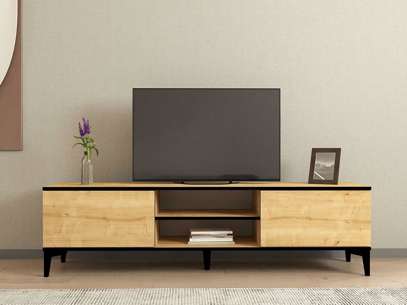 TV stolek/skříňka Sumapi (dub safírový + černá)