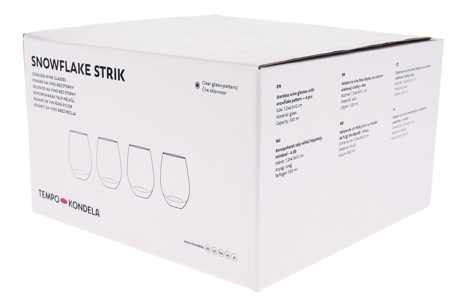Set 4 ks sklenic na střik s krystaly 530ml Snouflek 