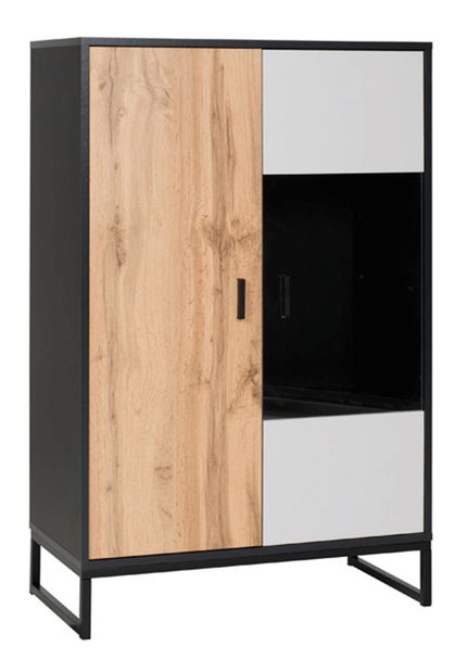 Kombinovaná komoda typ 4 Marlana (černá + dub wotan + šedá)