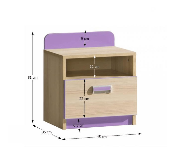 Noční stolek Echo L12 fialová