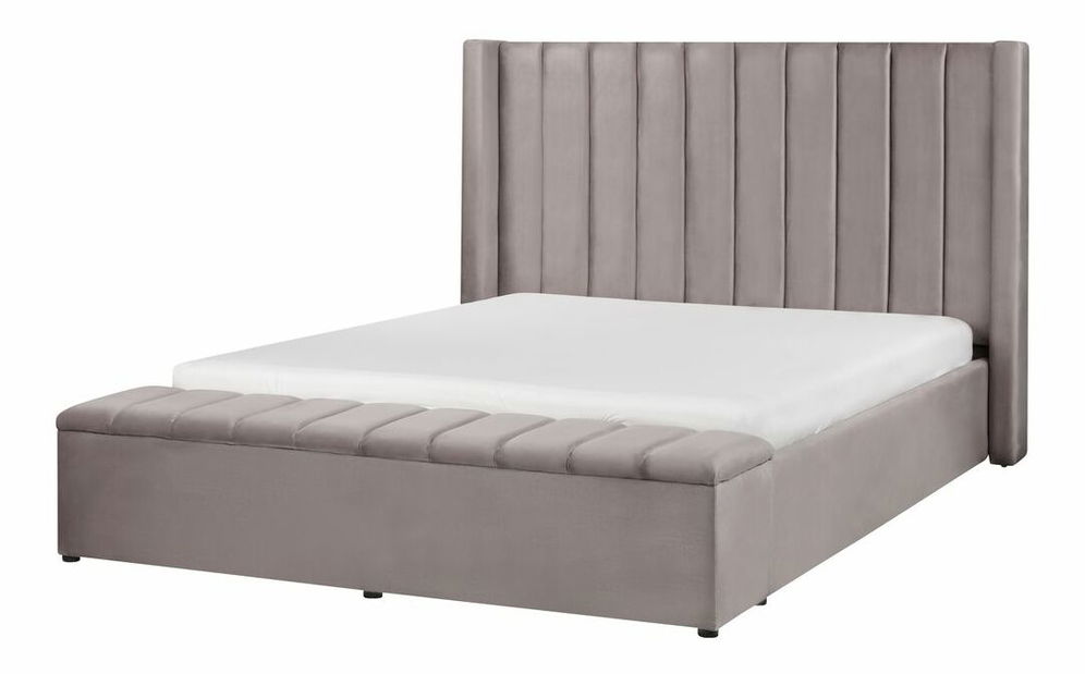 Manželská postel 160 cm NAIROBI (textil) (šedá) (s roštem)