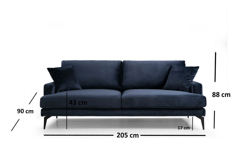 Pohovka trojsedačka Papirolla (námořnická modrá + černá)