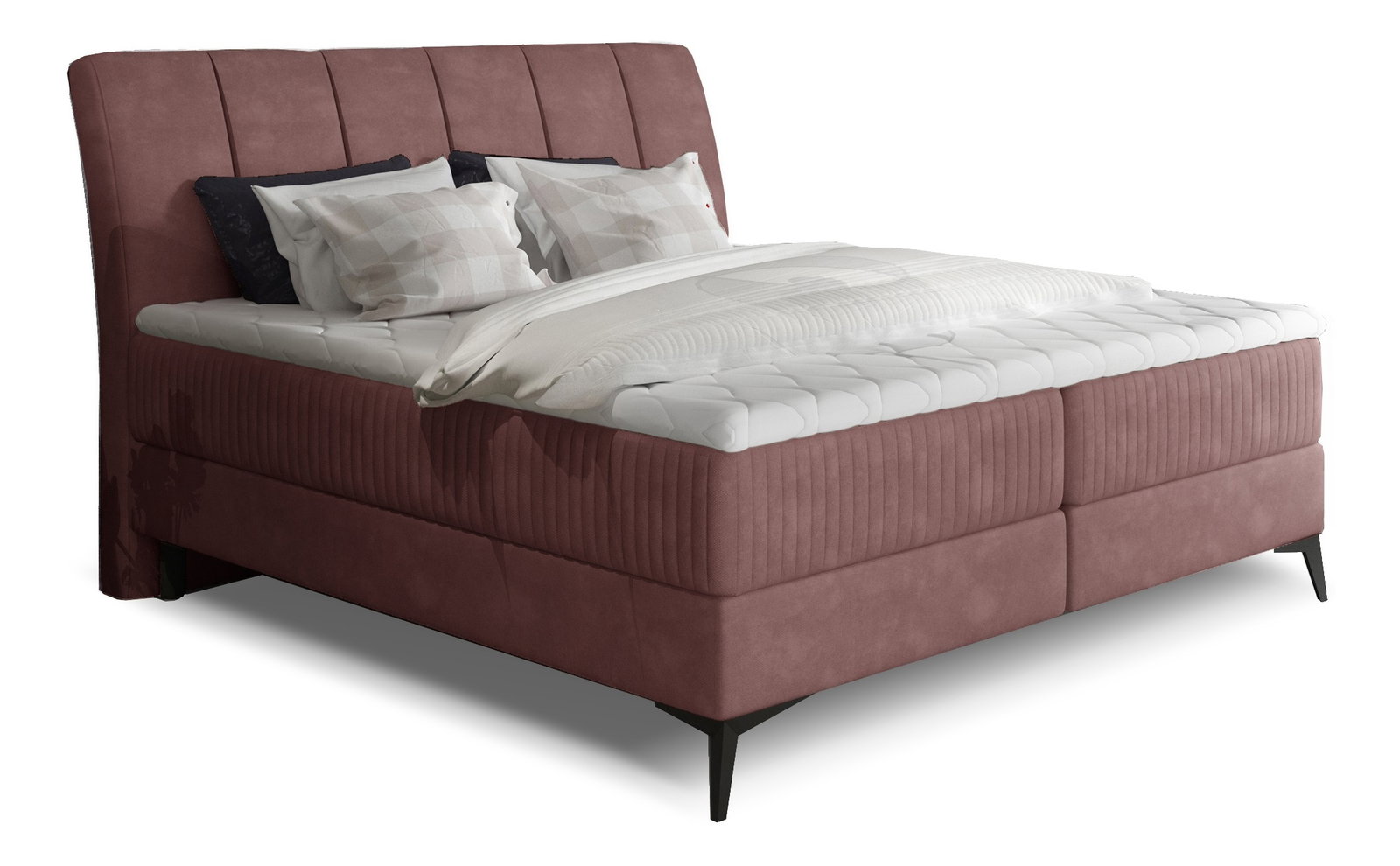Boxspring postel 140 cm Alberto (tmavě růžová) (s matracemi)