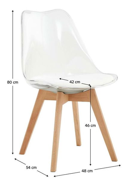 Jídelní židle Bralla 2 (transparentní + buk + bílá)