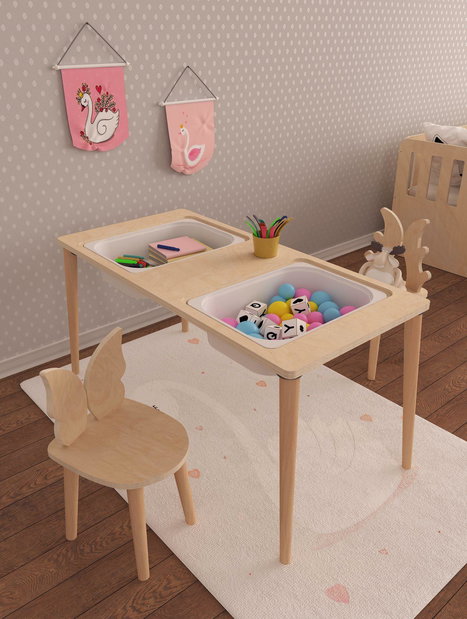 Dětský kreativní stolek se 2 židlemi Tevenko 1 (bříza)