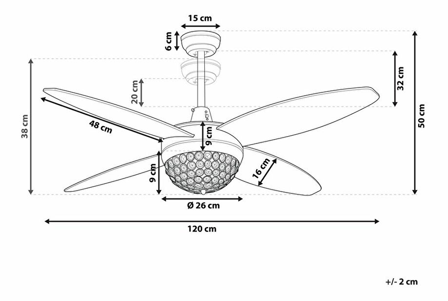 Stropní ventilátor se světlem Zabrina (stříbrná)