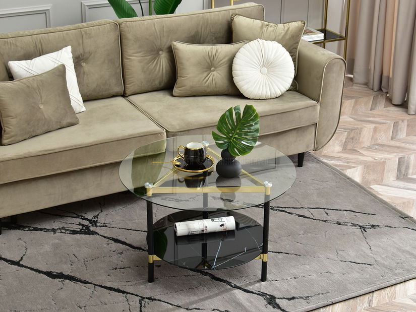 Konferenční stolek Ontario (černý mramor + černá)