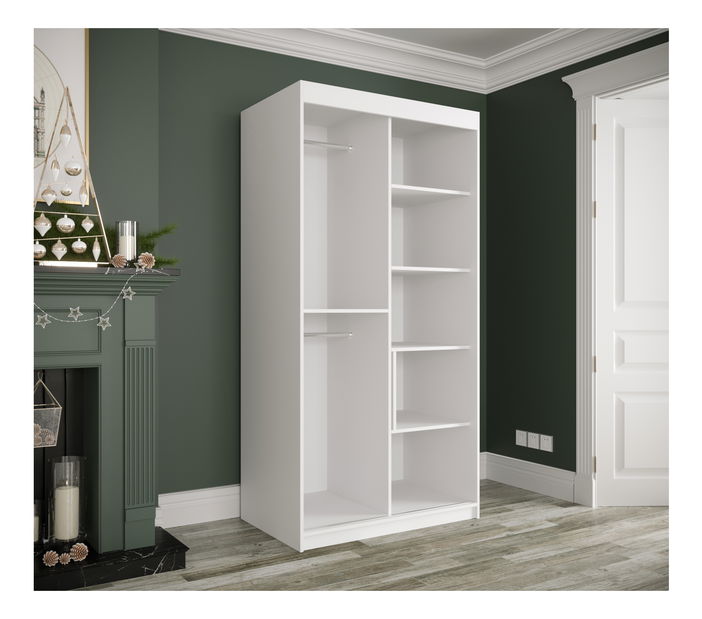 Šatní skříň 100 cm Marbelo P (matná bílá + černý mramor)