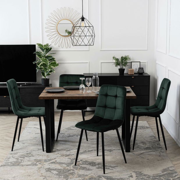 Jídelní stůl Varon (dub rustikal + černá) (pro 6 osob)