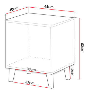 Sada nočních stolků Saphina (bílá + bílá + černá)