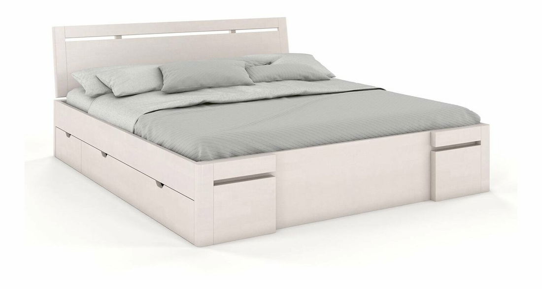 Manželská postel 160 cm Naturlig Bokeskogen High Drawers (buk)