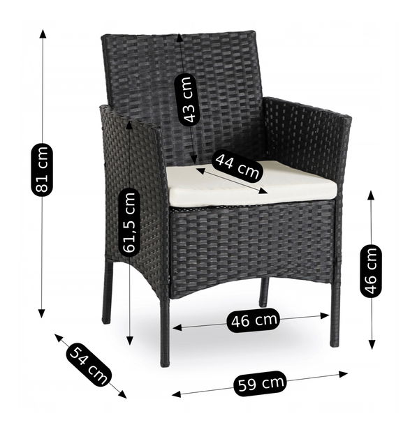 Zahradní set Manta (černá + béžová) (pro 4 osoby)