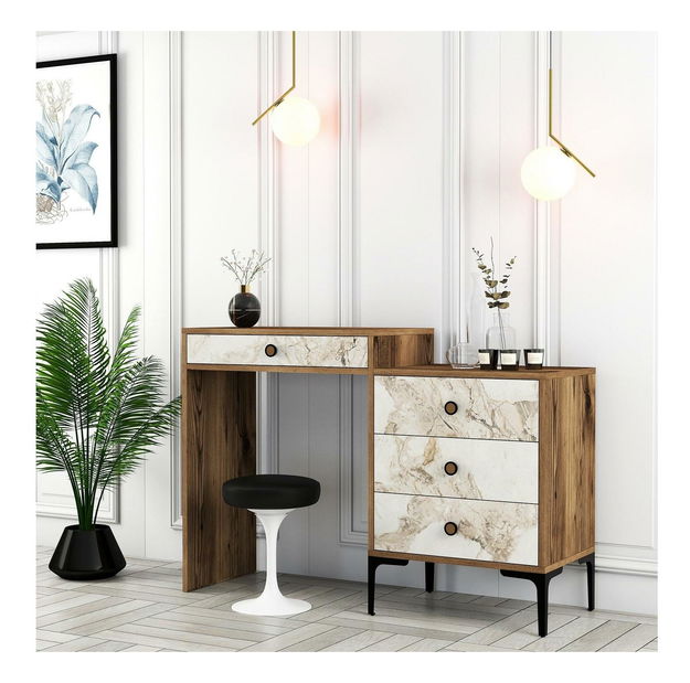 Toaletní stolek Logan 2 (ořechová + bílá)