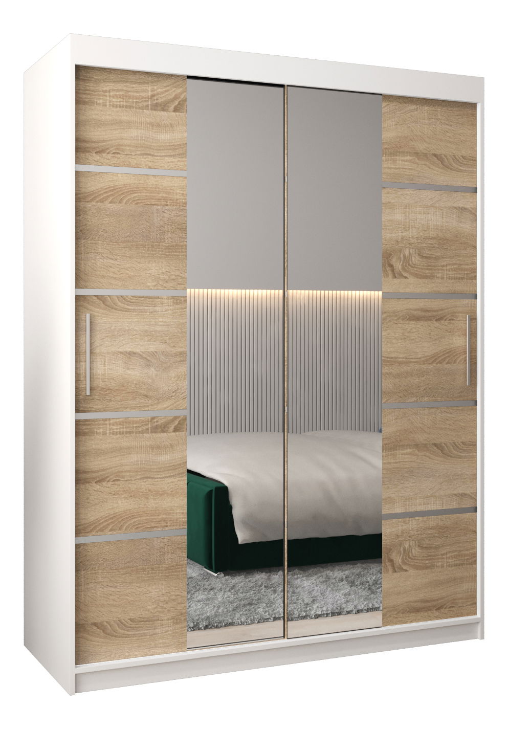 Šatní skříň 180 cm Verika 4 180 (bílá + dub sonoma)