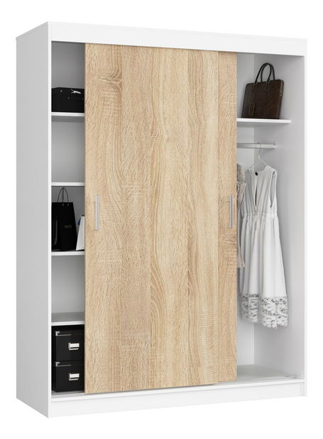 Šatní skříň Cosimo (bílá + dub sonoma)
