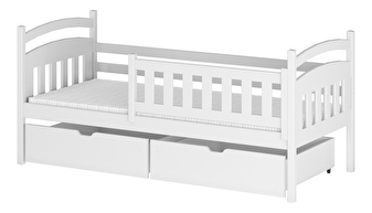 Dětská postel 90 cm Tarra (s roštem a úl. prostorem) (bílá)