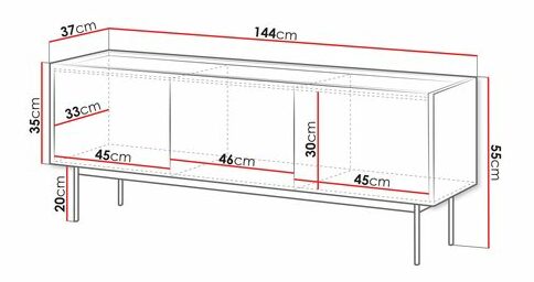 TV skříňka Corado CRTV144 (kašmír + dub linie)