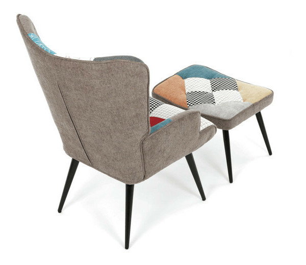 Křeslo s taburetkou Akitta (vícebarevná)