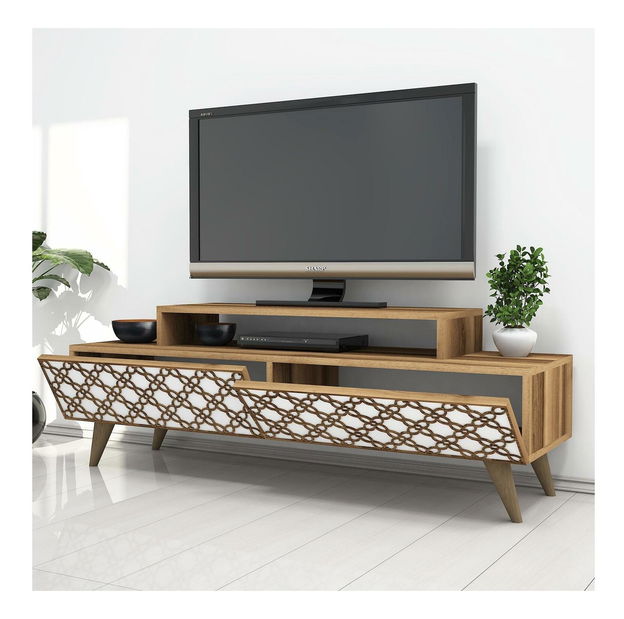 TV stolek/skříňka Clementine (ořech + bílá)