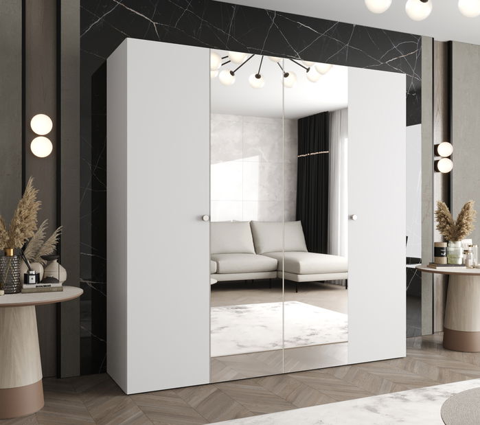 Šatní skříň 200 cm Parna 2 (bílá + stříbrná)