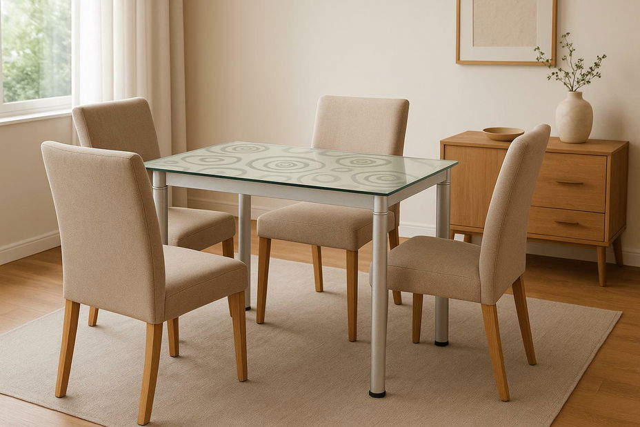 Jídelní stůl 100 cm Damion (šedá + šedá) (pro 4 osoby) *bazar