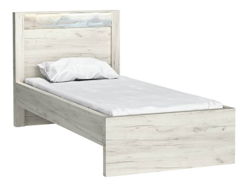 Jednolůžková postel 90 cm Indie 20 (s LED osvětlením) (s roštem) (craft bílý)