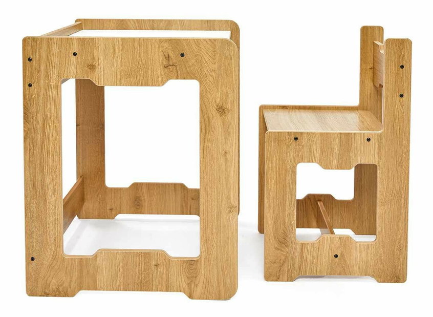  Set dětský stolek a židle Sease 2 (bílá + naturální)